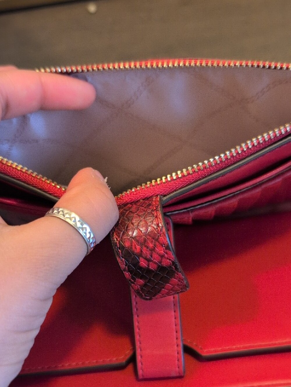 Michael Kors Red Snake-Print Wristlet with Gold Hardware - Picture 5 of 7
